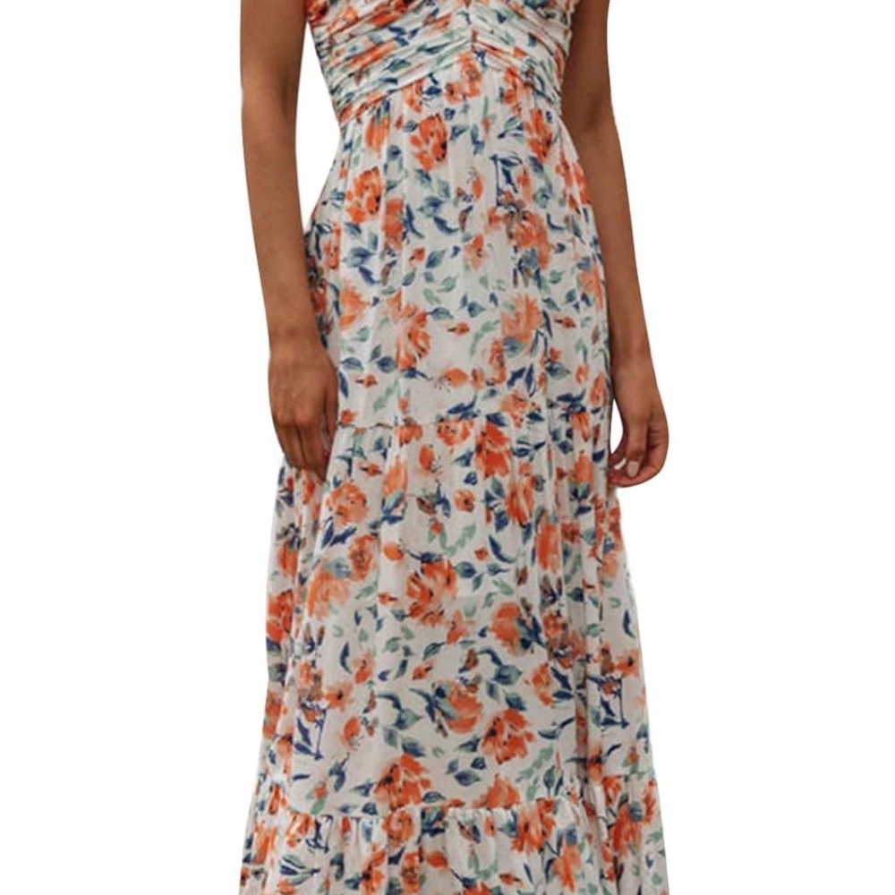 Amazon Orange and Blue Floral Maxi Dress